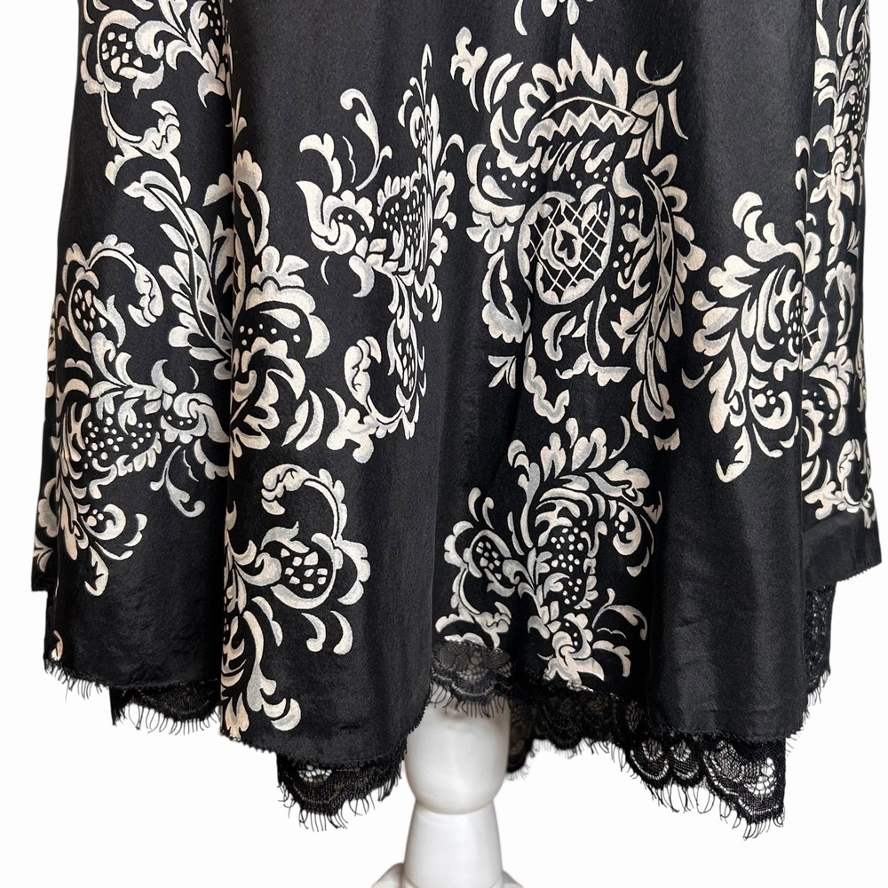 White House Black Market Silk Skirt 2 Black Ivory Baroque Floral WHBM Gothic - Picture 5 of 14